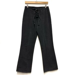 Vintage Be Bop Lace‎ Up Bootcut Jeans Size 11 Faded Black Denim 90s Y2K